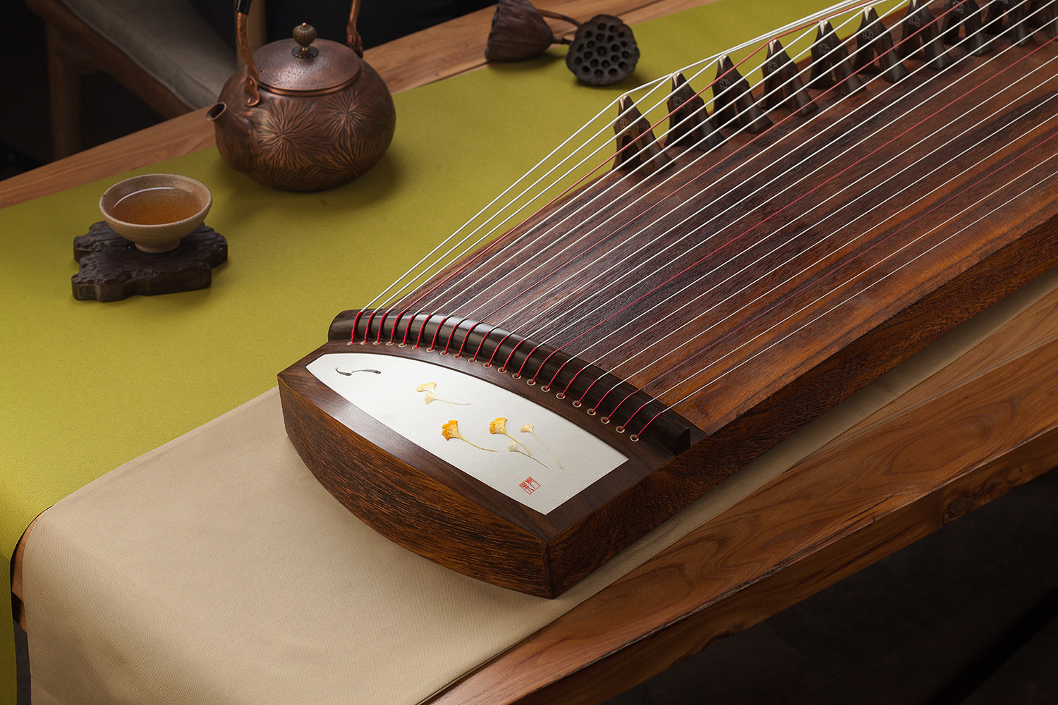 琴昇古筝QS-S135秋之漩 刺绣手工挖筝高档便携筝
