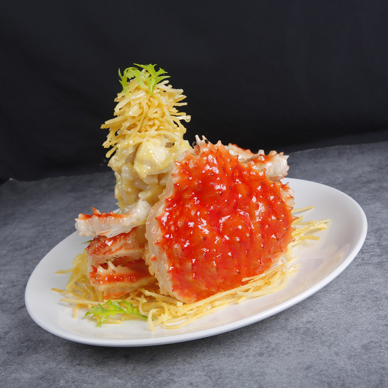 仿真清蒸帝王蟹食品模型海鲜餐饮美食假食物样品影视道具菜品饭店