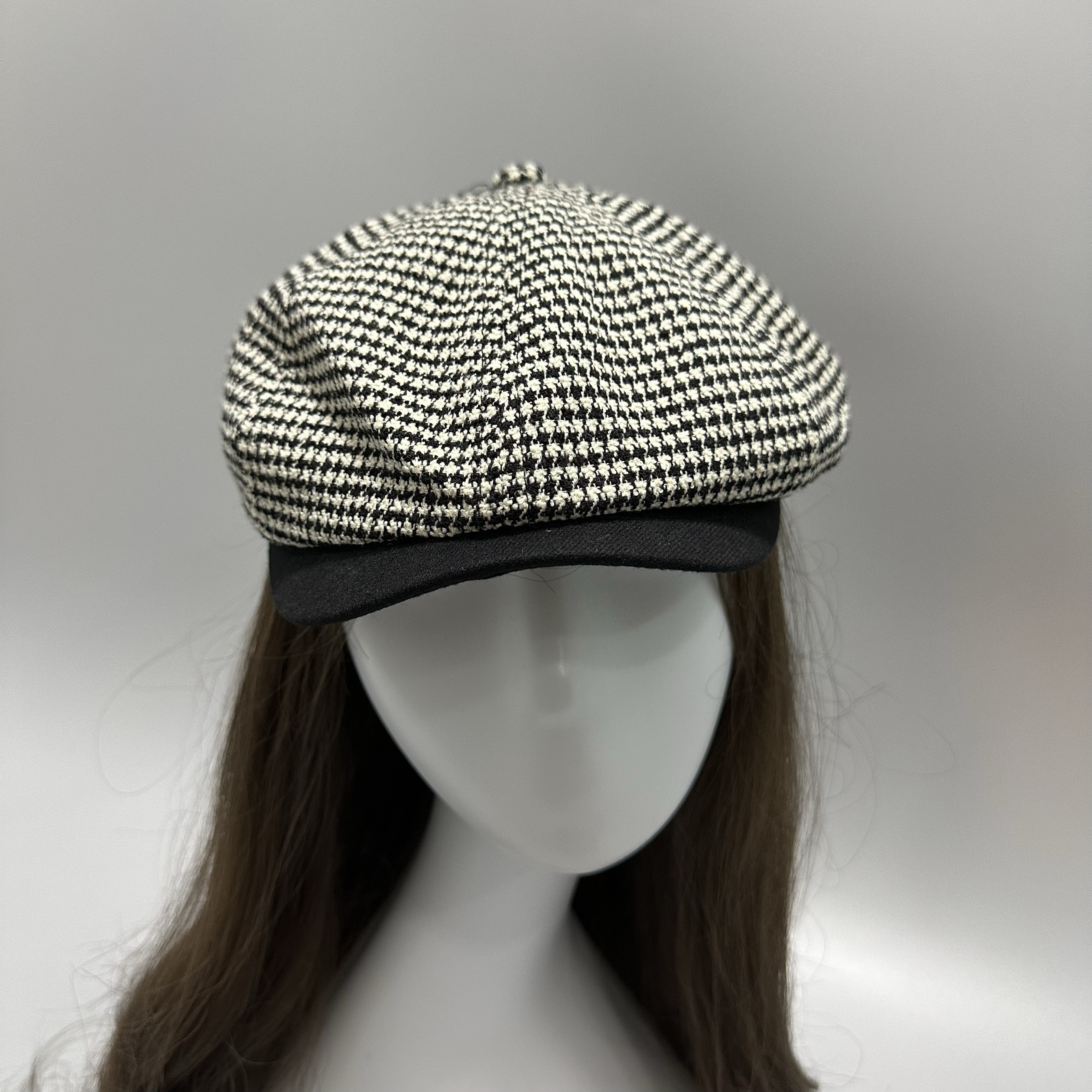 2025新款千鸟格前进帽贝雷帽女秋款保暖南瓜帽百搭英伦复古鸭舌帽