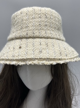 帽子女 织带小香风白色渔夫帽韩版潮人秋冬百搭保暖轻奢优雅时尚