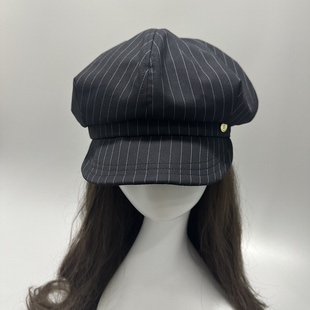 2025新款韩版条纹贝雷帽报童帽女秋冬百搭休闲时尚画家帽显脸小