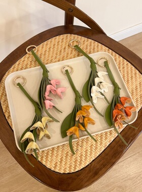 国潮复古PU皮革桂花钥匙扣挂件