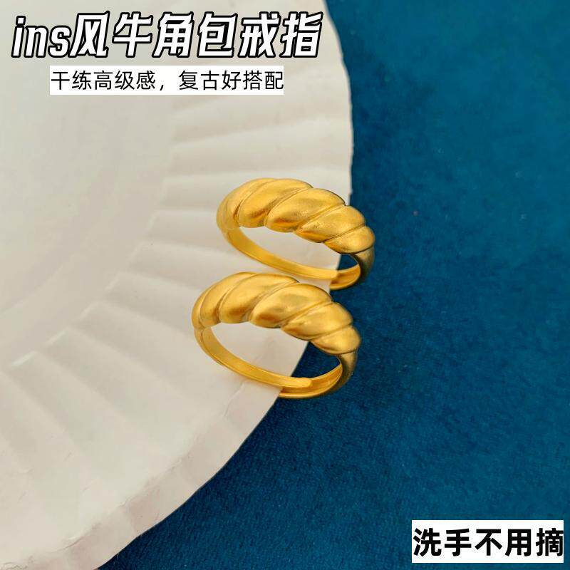女越南沙金牛角包活口戒指不掉色