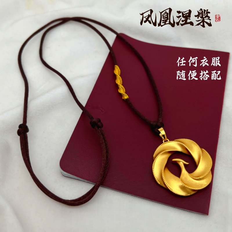 越南沙金铜镀金大吊坠毛衣链