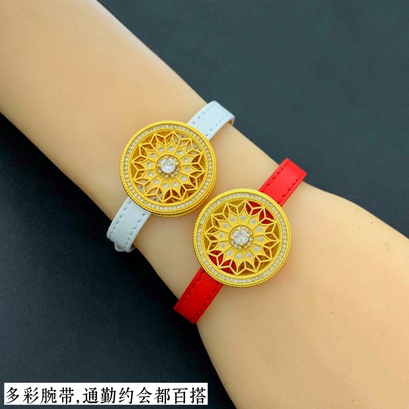 女镀金八宝罗盘表带手链不掉色