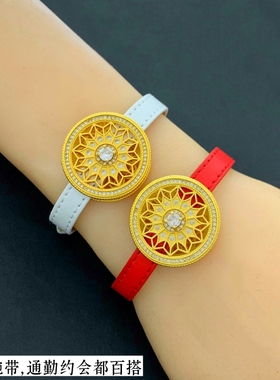 女镀金八宝罗盘表带手链不掉色