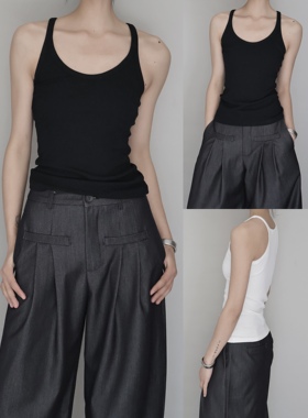 AIRROOM纯色工字背心美式细肩带辣妹吊带女内搭外穿上衣修身夏新