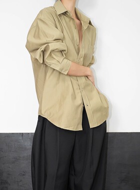 AIRROOM「818新品」无性别复古纯色极简廓形长袖衬衫高级感衬衣