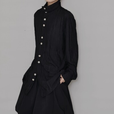 AIRROOM暗黑设计褶皱肌理打底衫