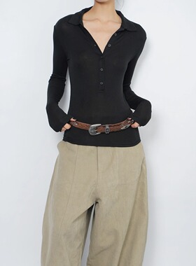 AIRROOM好搭又时髦的基础款polo翻领设计感轻薄羊毛显瘦打底衫