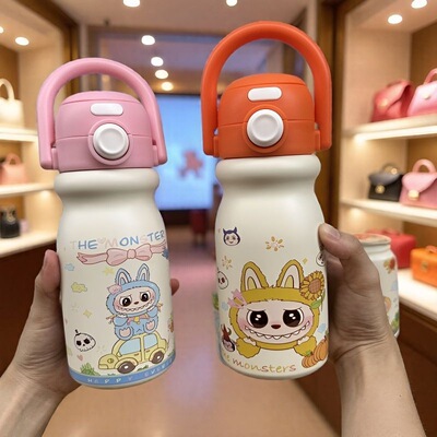 新款高颜值杯子可爱316不锈钢保温杯便携吸管学生水杯提手牛奶杯