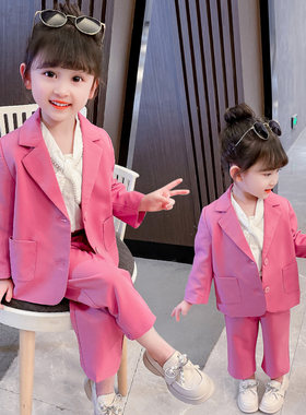 小孩西装236岁女童西装运动小童小香风两件套幼儿园校服套装秋季