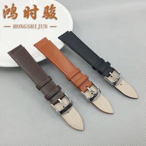 真皮表带12 14 16 18 20mm光面纯牛皮男女士手表配件 黑棕色针扣