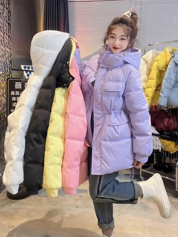 羽绒棉中长款韩版宽松版收腰棉服