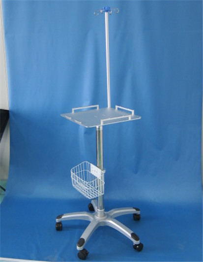 兼容各大品牌心电图机推车大平台不锈钢车杆带线挂