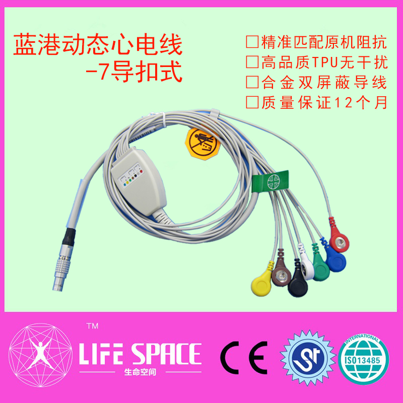 兼容博英Holter动态七导心电线铁头