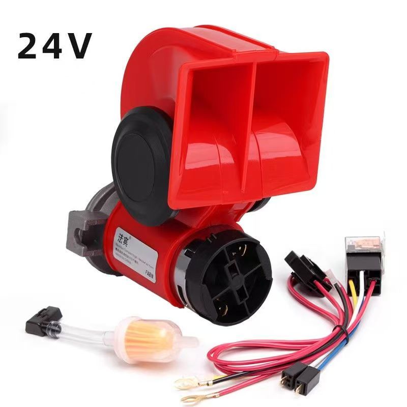 蜗牛喇叭12v超响防水气喇叭汽车汽笛摩托车大货车喇叭24v电气喇叭