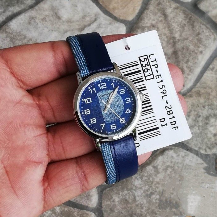 卡西欧简约时尚牛仔蓝小表盘石英防水女士手表ltp-e159l-2b1