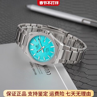 卡西欧EDIFICE蓝宝石镜面蒂芙尼蓝面石英商务八角钢男表EFR-S108D