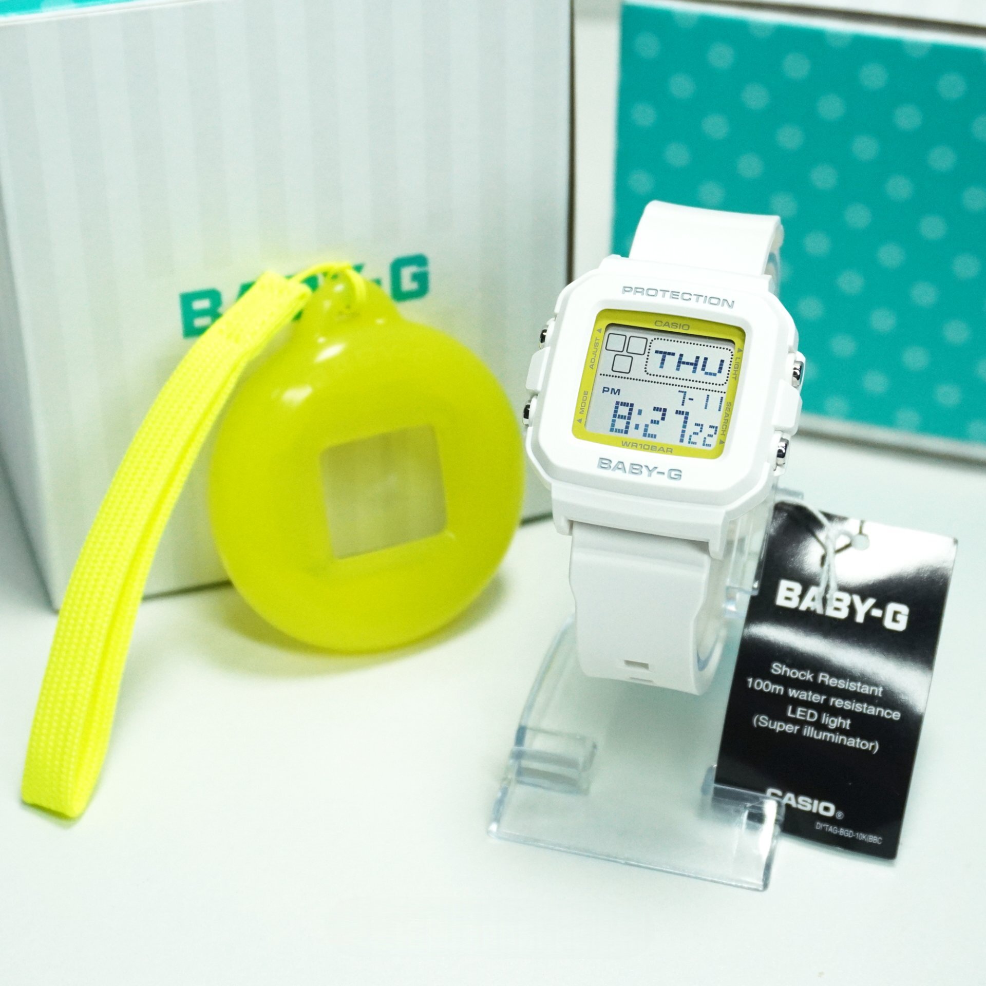 BABY-G卡西欧手表女学生潮流少女运动防水小方块BGD-10K表架套装