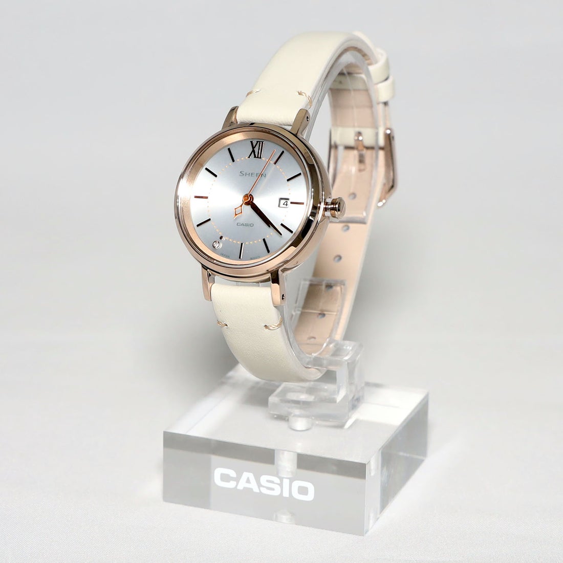 casio卡西欧手表女sheen太阳能蓝宝石商务简约石英女表shs-d300m