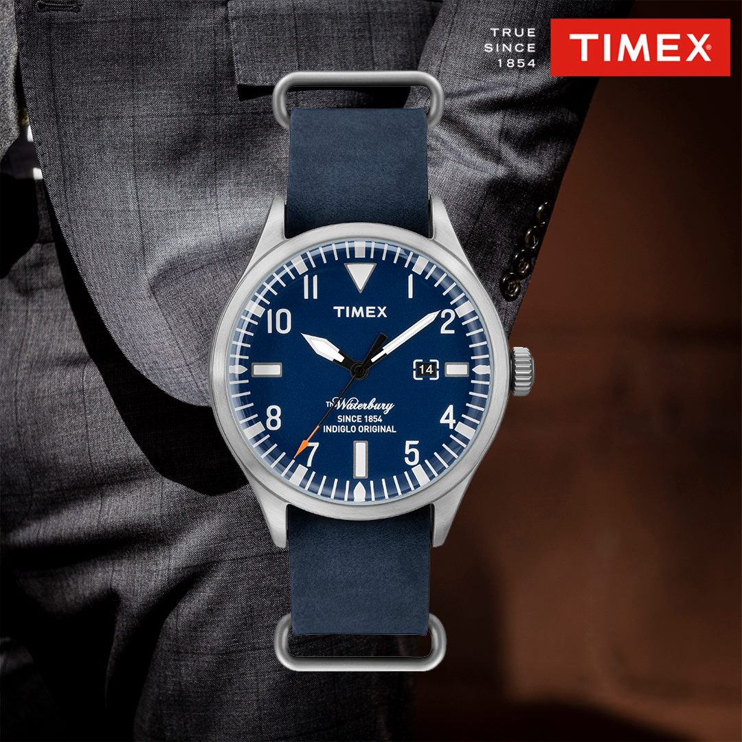 天美时timex手表 iq系列石英蓝色皮带男表蓝色表盘tw2p64500