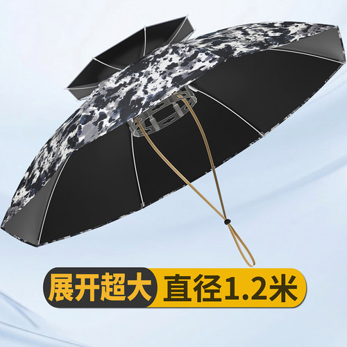双层透气防晒折叠大直径钓鱼伞