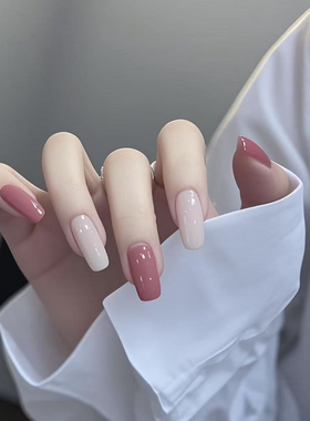 2025新款春夏美甲穿戴甲假紫色显白指甲贴片成品简约高档纯手工