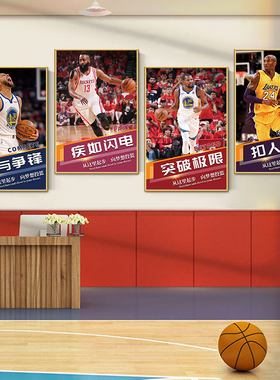 篮球馆墙面装饰挂画少儿体育运动训练室宣传墙壁贴纸NBA明星海报