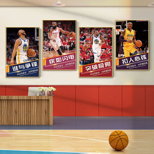 篮球馆墙面装饰挂画少儿体育运动训练室宣传墙壁贴纸NBA明星海报