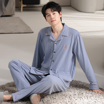 睡衣男款秋冬季羊毛蚕丝保暖加厚德绒家居服高级感开衫加大码套装