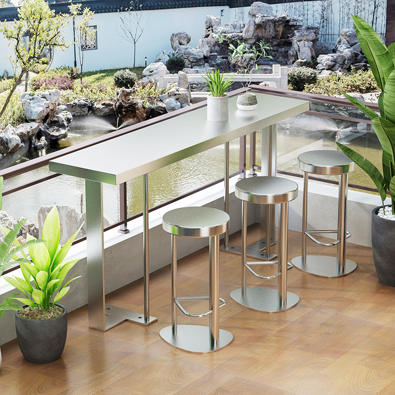 不锈钢吧台椅子户外吧椅简约家用高脚凳酒吧椅前台收银岛台吧台凳