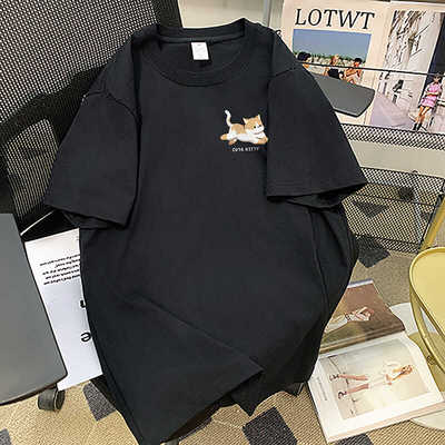 潮牌夏季正肩黑色上衣美式复古