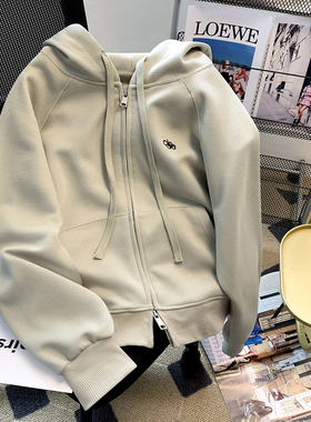 捡漏美式连帽双拉链开衫卫衣外套女2024年新款爆款长袖上衣春秋款