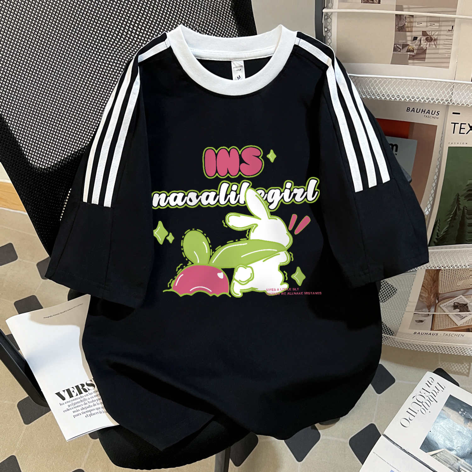 夏季新款情侣装上衣ins半袖宽松短袖t恤男女同款卡通印花打底衫