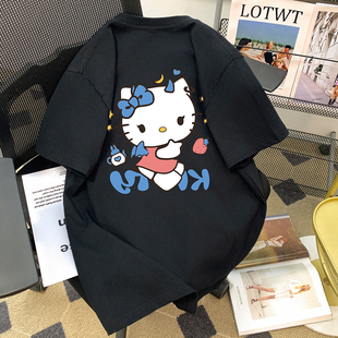 夏季新款纯棉短袖t恤女韩版宽松百搭显瘦大码半袖黑色上衣服