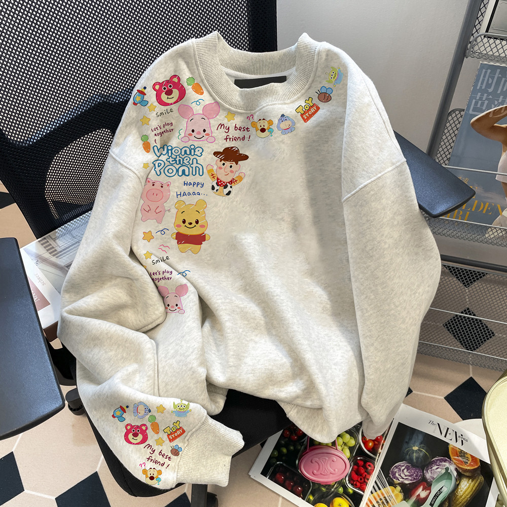 卡通可爱风涂鸦卫衣女加绒宽松显瘦长袖上衣印花少女韩版卡通动漫,女装/女士精品,卫衣/绒衫,淘宝优惠券,粉丝福利购,淘宝优惠卷