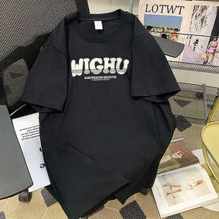 韩版百搭美式黑色纯棉t恤女夏季宽松港味chic中长款通勤短袖上衣