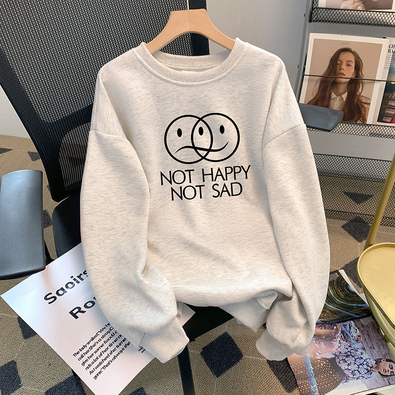 捡漏加绒卫衣女装宽松套头韩版2024秋冬新款圆领廓形长袖潮牌上衣