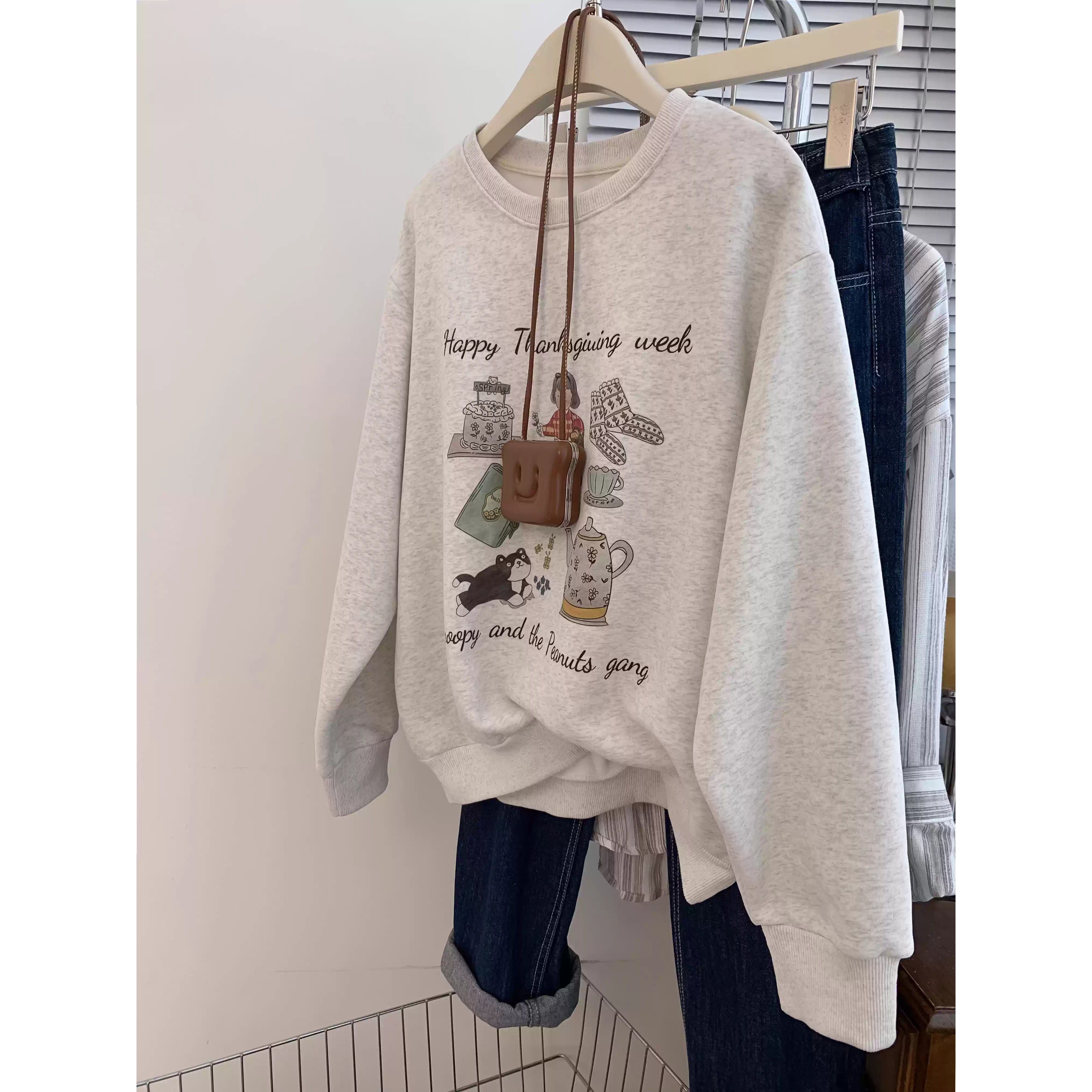 捡漏清仓外贸撤柜男韩系甜美卡通印花卫衣女秋季宽松减龄圆领上衣