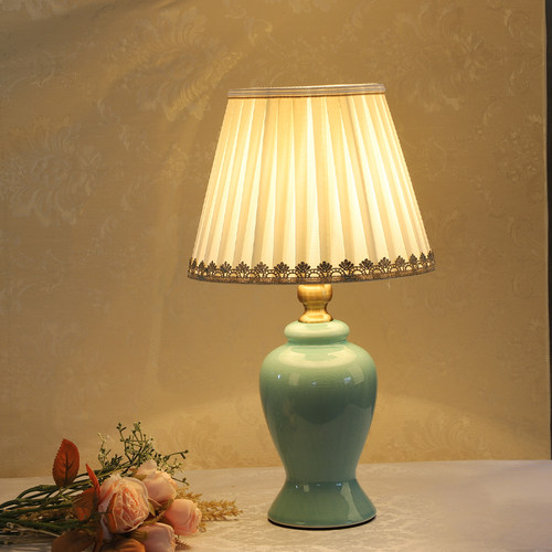 美式简约陶瓷台灯卧室温馨床头灯