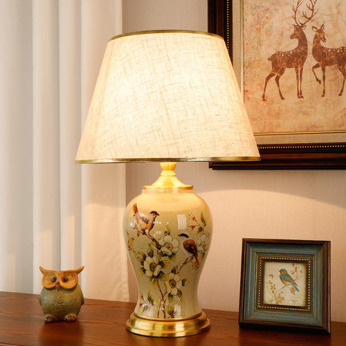 客厅中式美式全铜陶瓷台灯