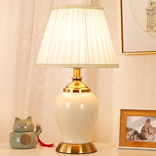 布艺卧室客厅美式简约陶瓷台灯