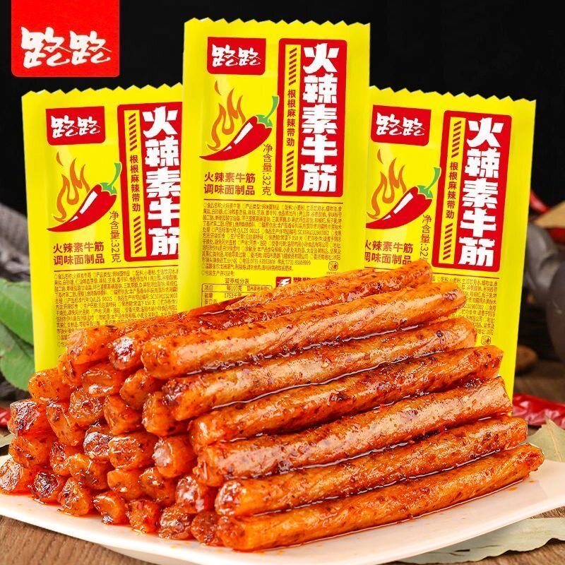 路路麻辣素牛筋开袋即食面筋素食嚼劲好吃休闲零食湖南特产麻辣
