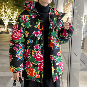 MY206东北大花连帽加厚保暖防寒棉衣外套风特色棉服情侣花衣图片