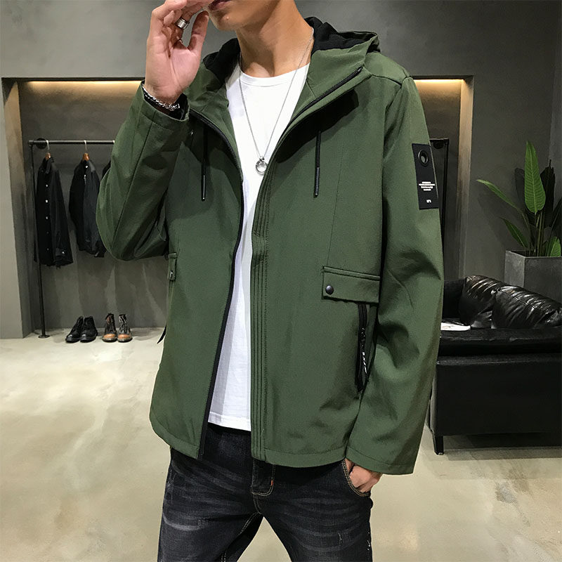 春装2021新款男士排扣男运动大码外套上衣戴帽夹克JK3011,男装夹克,星座1904B