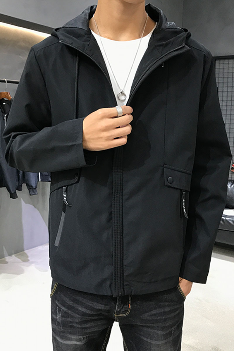 春装2021新款男士排扣夹克男运动大码外套上衣戴帽夹克J,男装夹克,星座1904B