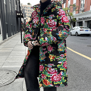 东北大花棉袄男女冬季加厚网红立领棉服非羽绒牡丹情侣厚外套大码图片