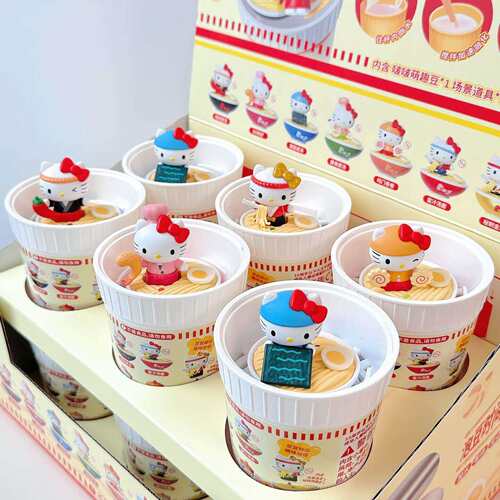 Hellokitty拉面堂系列啵啵萌趣豆盲盒凯蒂猫公仔手办潮玩摆件礼物