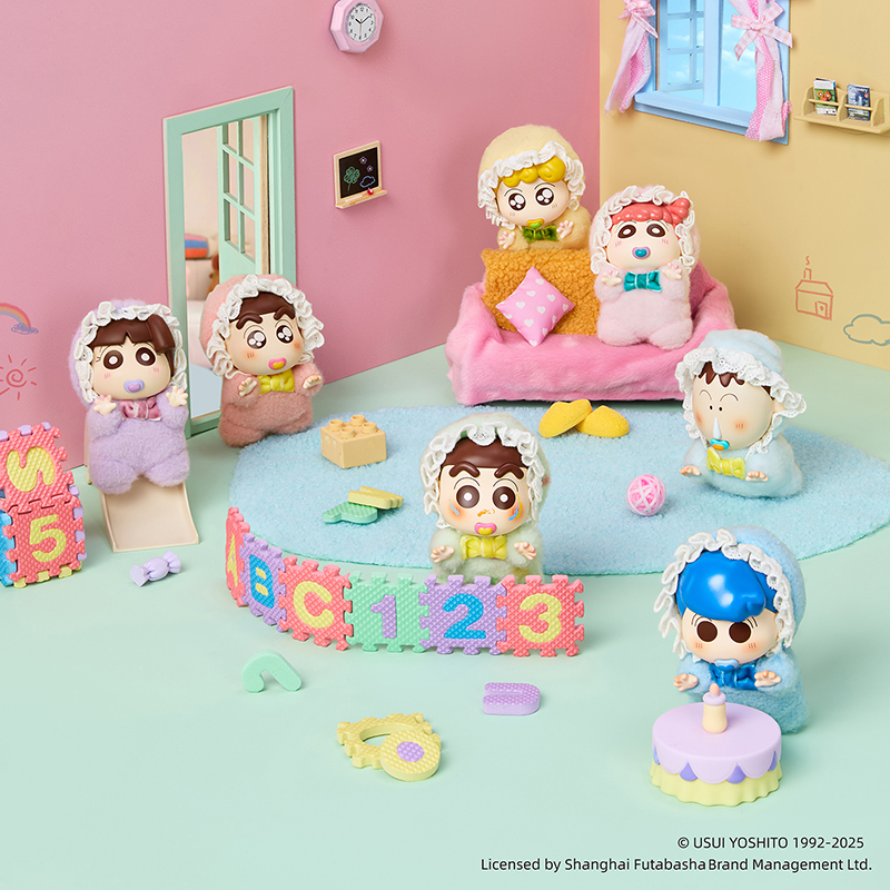 新品 MINISO名创优品蜡笔小新baby系列搪胶毛绒盲盒可爱挂件女生